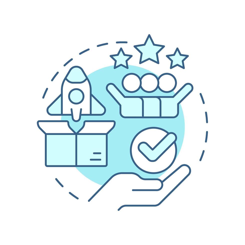 Output soft blue concept icon. Customer review, experience. Product quality, service. Round shape line illustration. Abstract idea. Graphic design. Easy to use in advertising, marketing vector