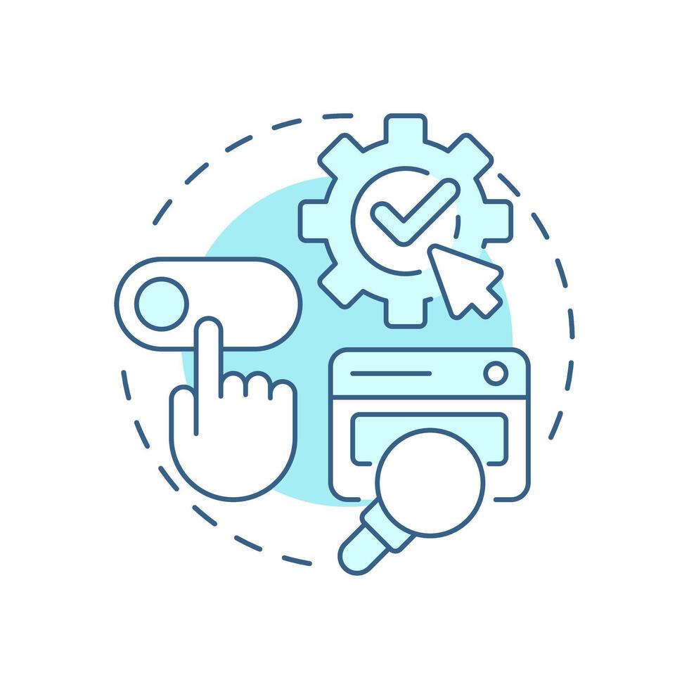 Consent preference center soft blue concept icon. Review, modify and withdraw permission for data processing. Round shape line illustration. Abstract idea. Graphic design. Easy to use in article vector