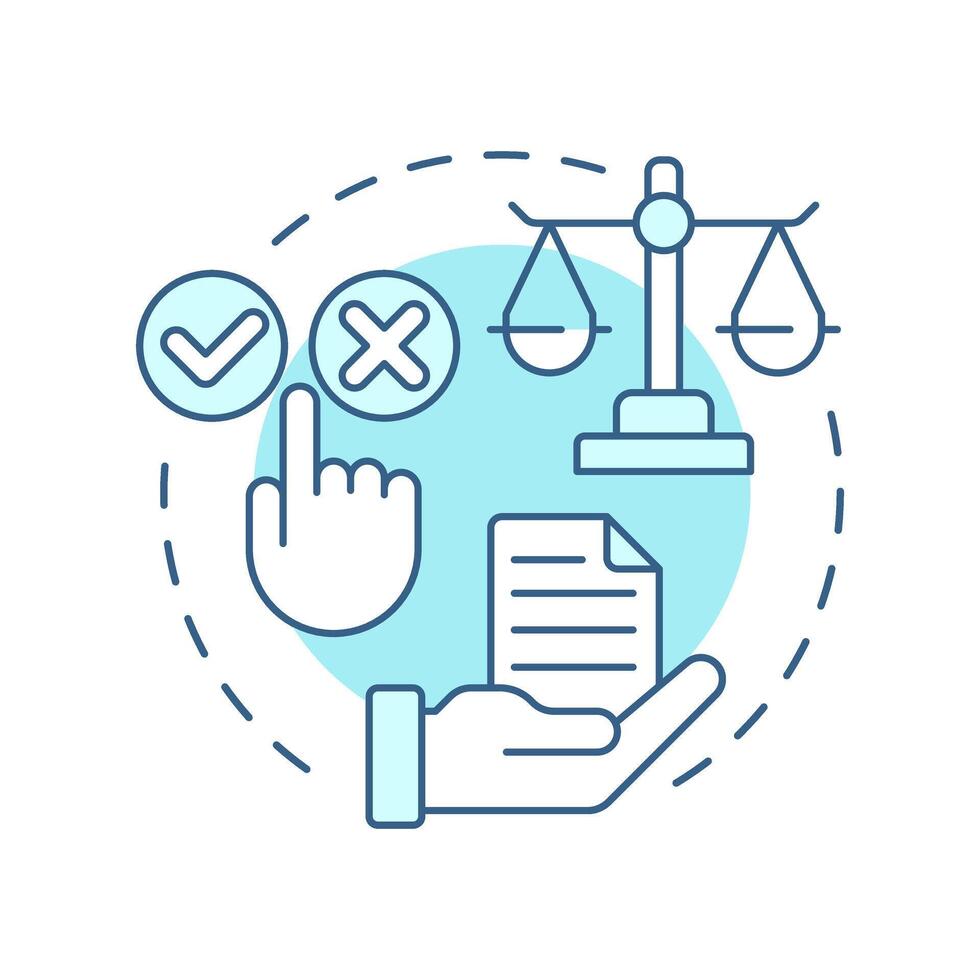 Freely given soft blue concept icon. Genuine choice of website user. Data processing. GDPR consent principle. Round shape line illustration. Abstract idea. Graphic design. Easy to use in article vector