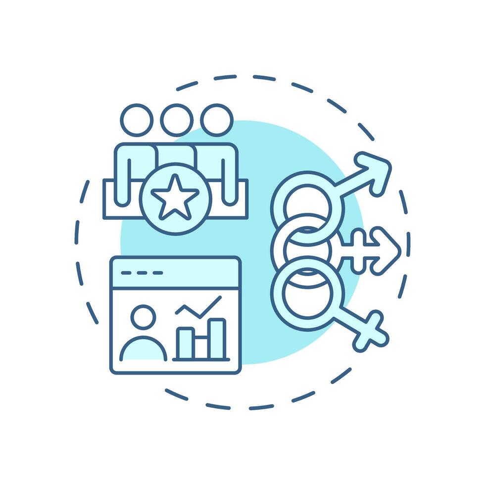 Workforce demographics soft blue concept icon. Statistical characteristics of company employees. Staff insight. Round shape line illustration. Abstract idea. Graphic design. Easy to use blog post vector