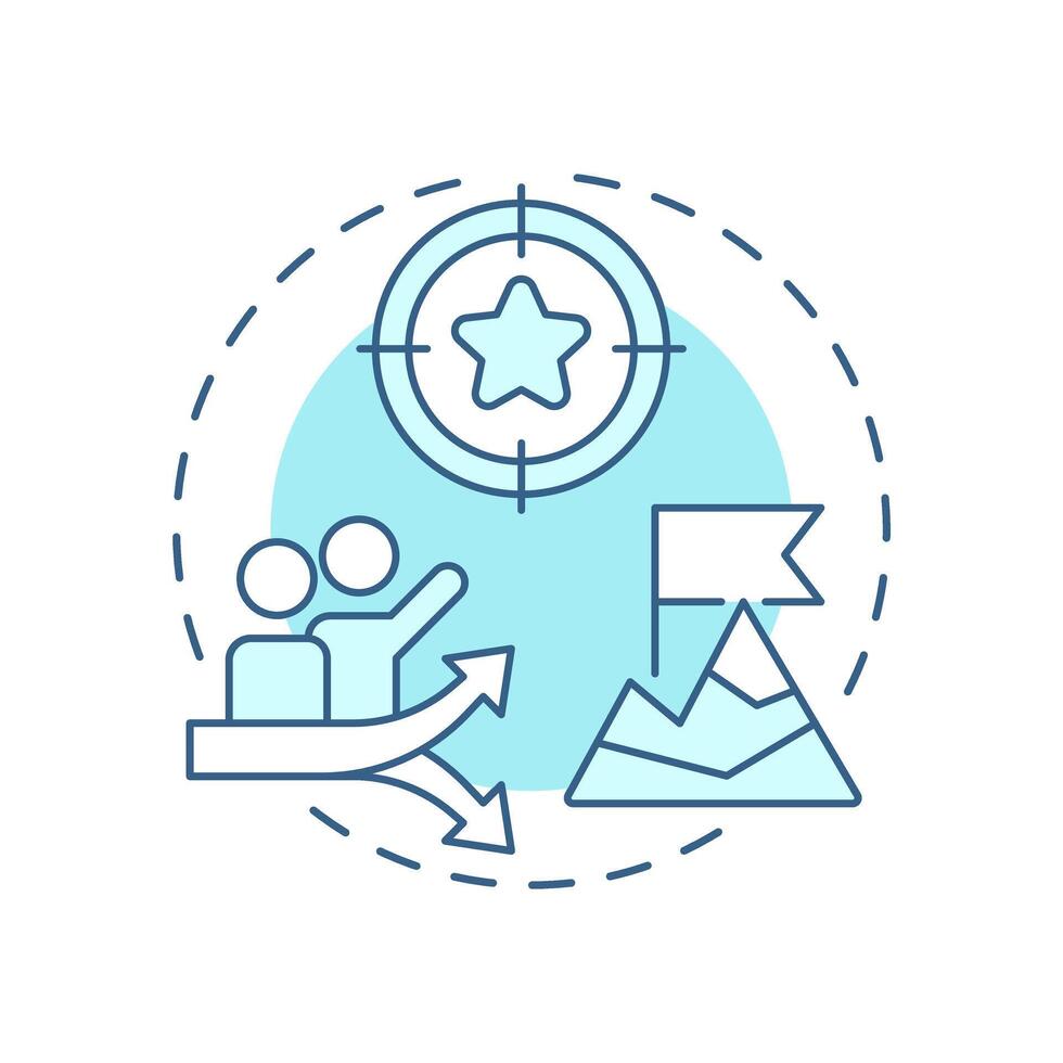Defining business goals soft blue concept icon. Organization targets to achieve. Workforce forecasting. Round shape line illustration. Abstract idea. Graphic design. Easy to use blog post vector