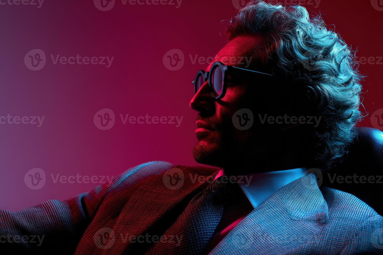 Stylish man in formal attire poses with sophisticated expression photo