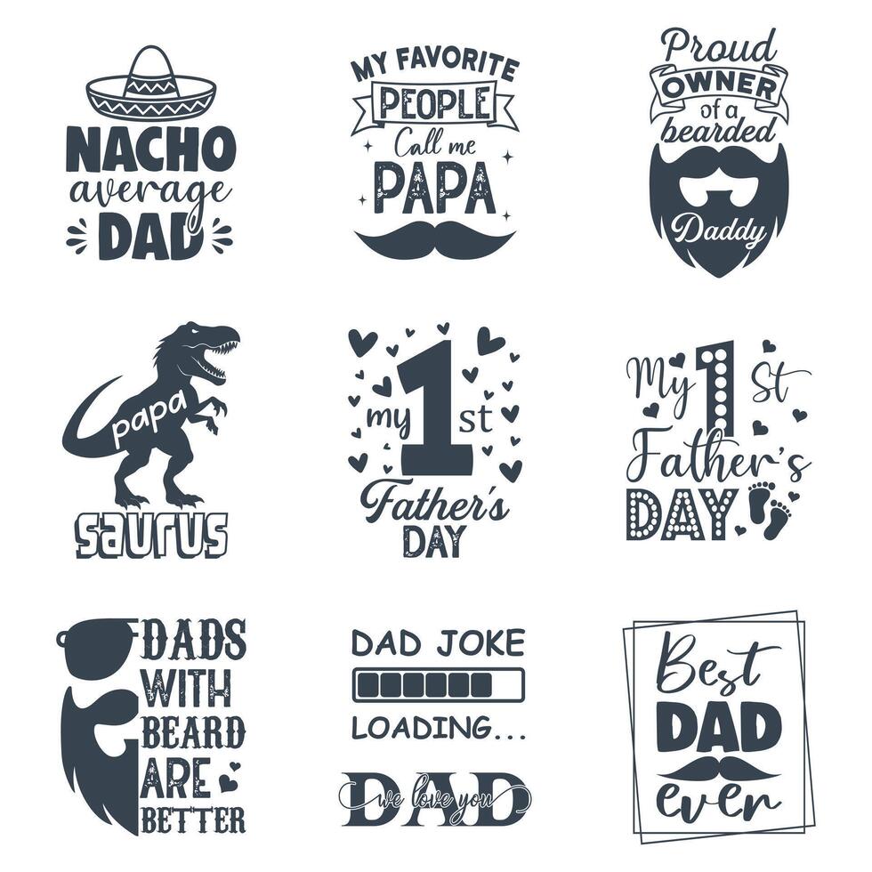 Collection of Happy Fathers Day Typography T-shirt, Dad Shirt Design illustration vector