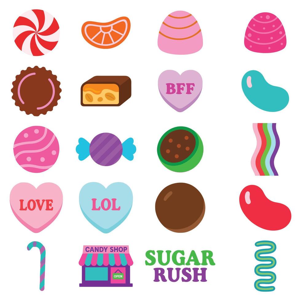 Set of valentine candy illustration , candy Confection clipart, sweet candy design sublimation vector