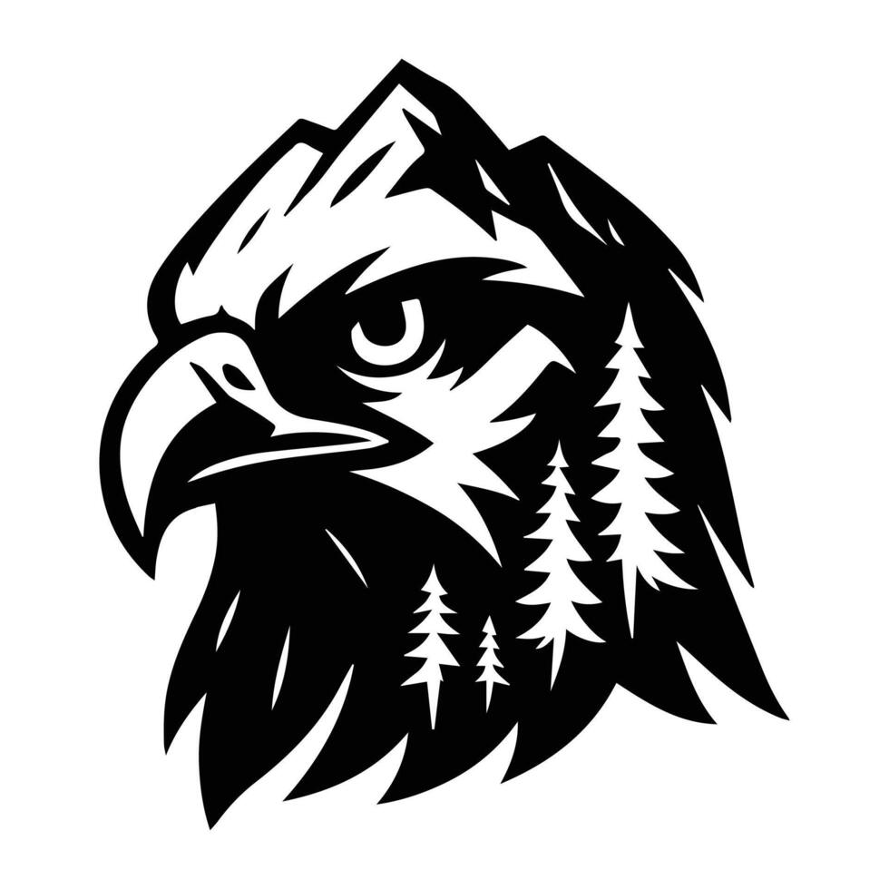 eagle head Forest Nature animal art, Animal forest scene illustration, Jungle Animals silhouette sublimation design vector