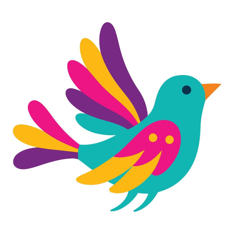Otomi Style Bird Artwork Vibrant Mexican Design with Colorful Cute Bird for Sublimation Projects vector