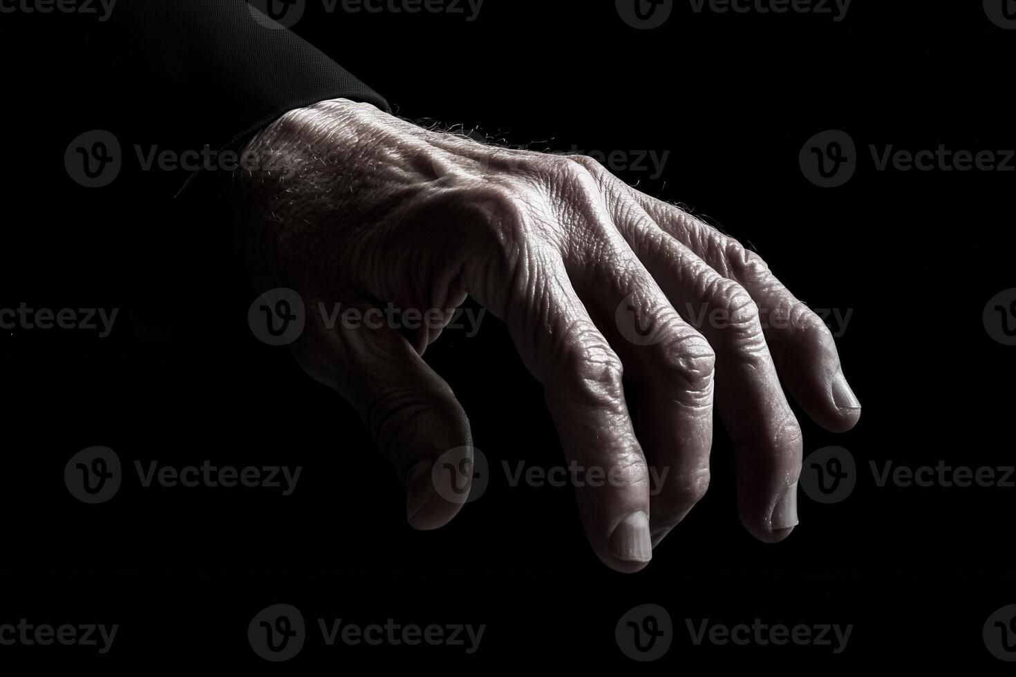 A close-up of an aging hand reaching out against a dark background, symbolizing connection photo