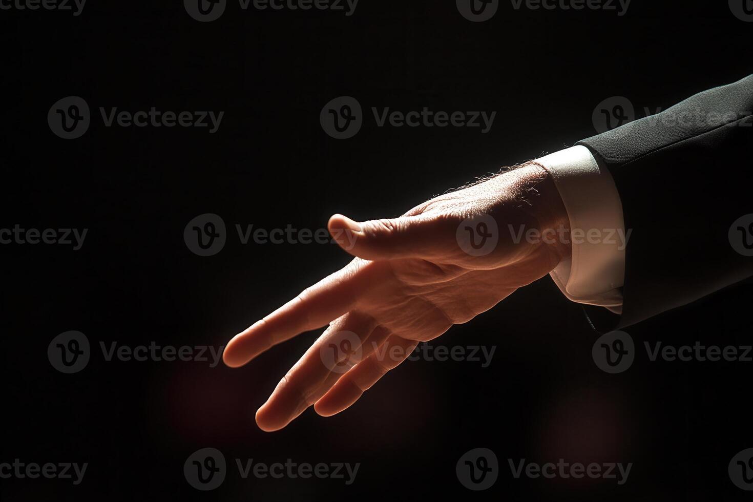 Elegant hand gesture in a formal setting, symbolizing communication and connection photo