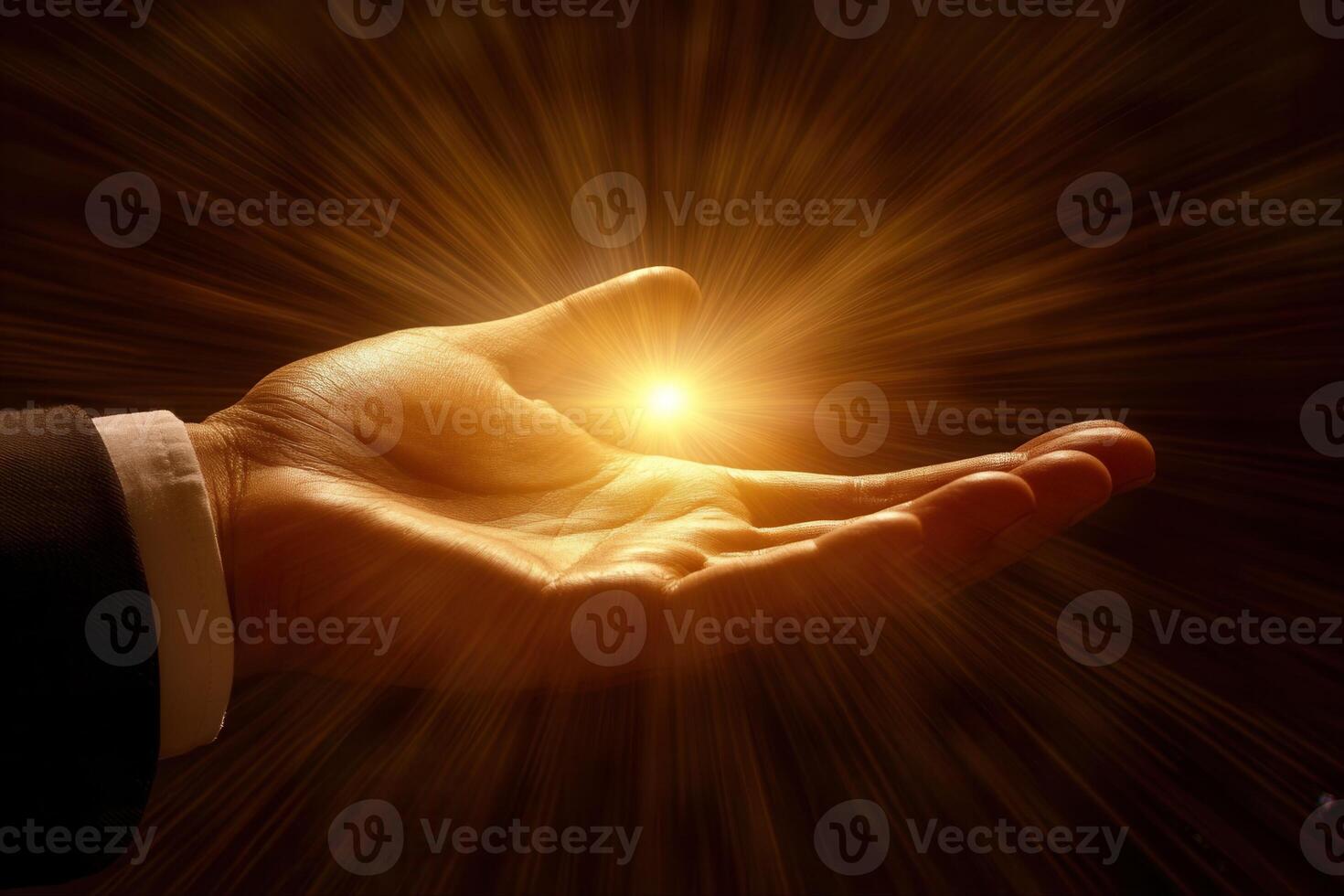A hand reaching out with a glowing light, symbolizing hope and opportunity against a dark backdrop photo
