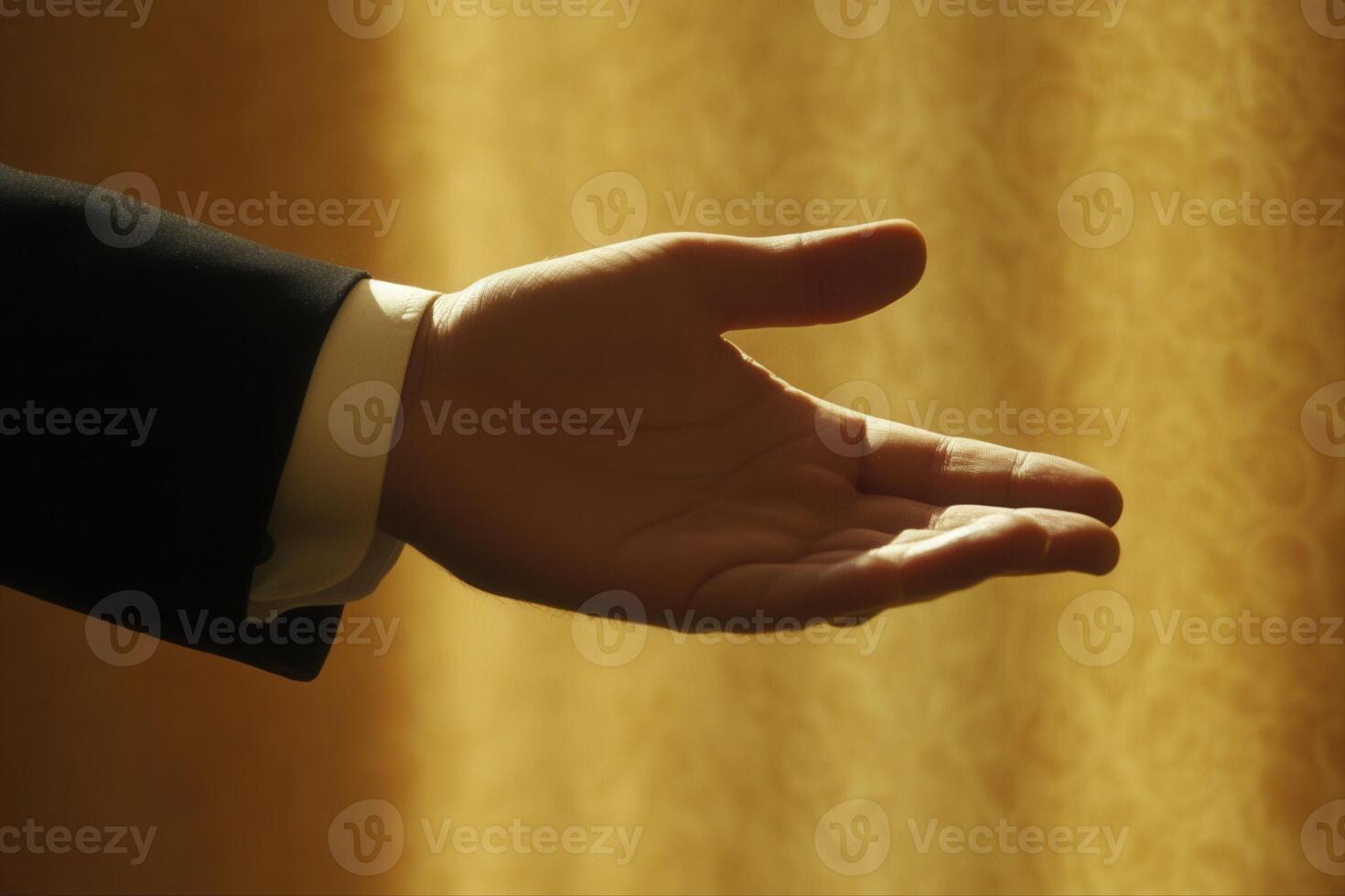 Elegant hand reaching out against a softly lit background, suggesting invitation or greeting photo