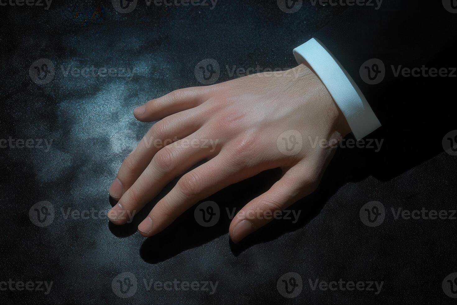 Elegant hand resting on a dark surface, showcasing fine details and soft lighting photo