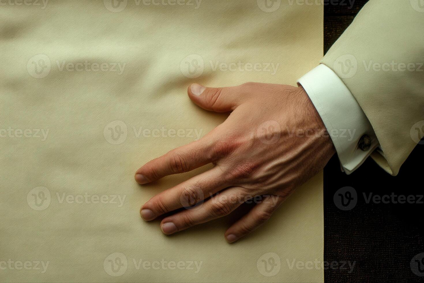 Elegant hand resting on textured paper, showcasing subtle details in a warm, artistic setting photo