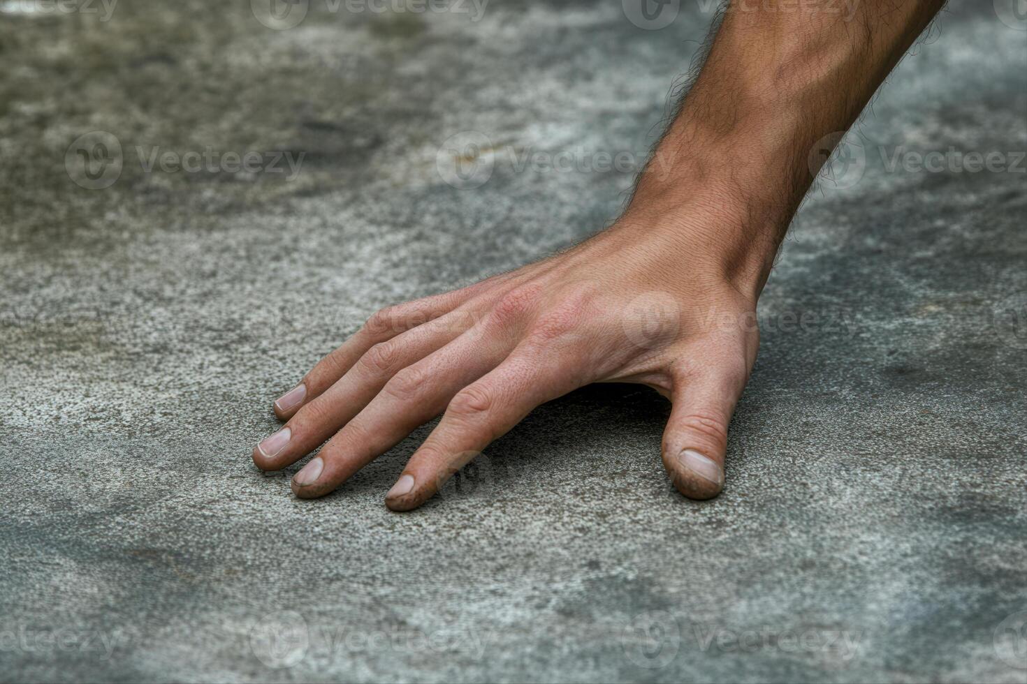 Close-up of a human hand resting on a textured surface, highlighting skin tones and details photo