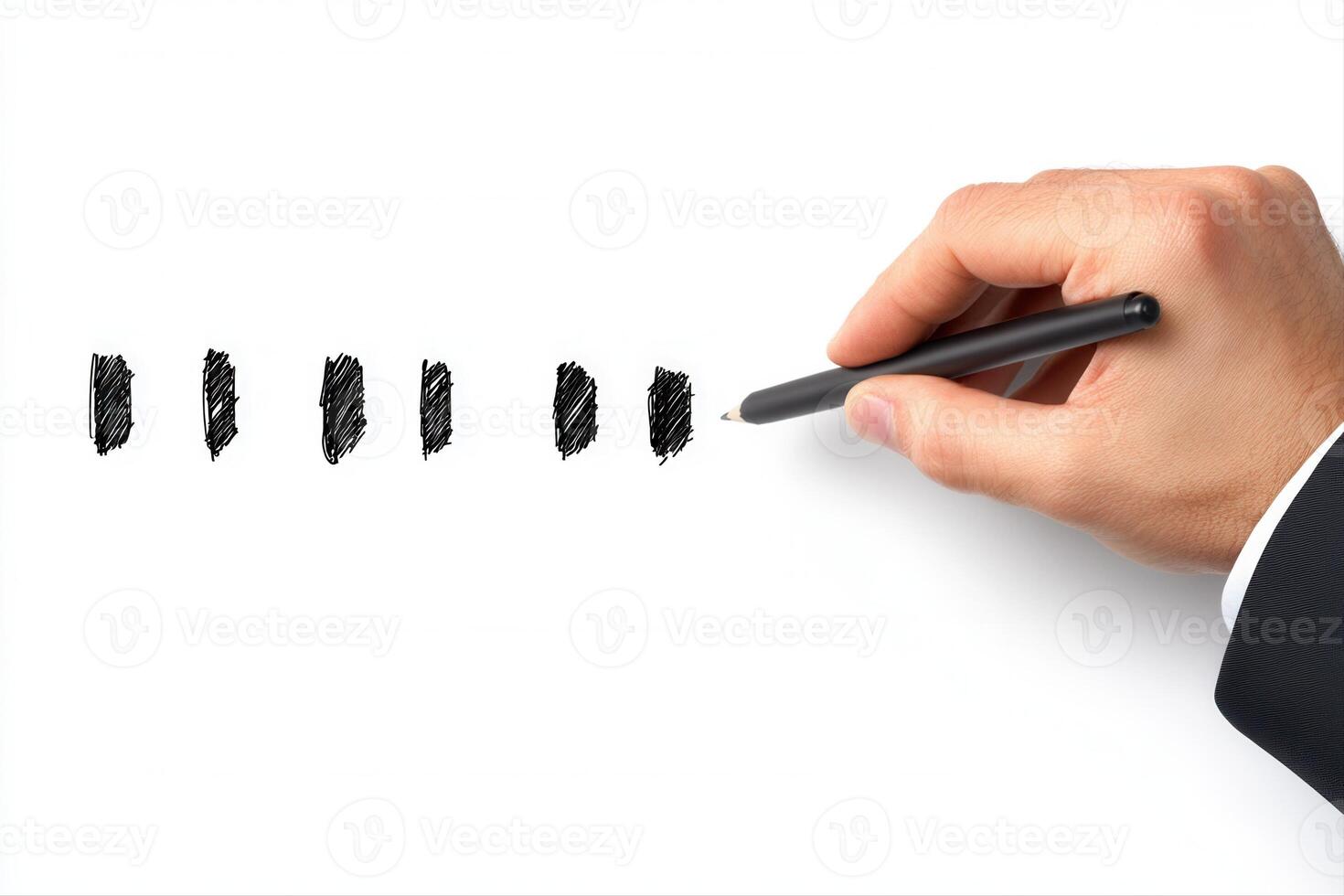 Hand holding a pen drawing vertical lines on a blank surface, symbolizing creativity and design photo