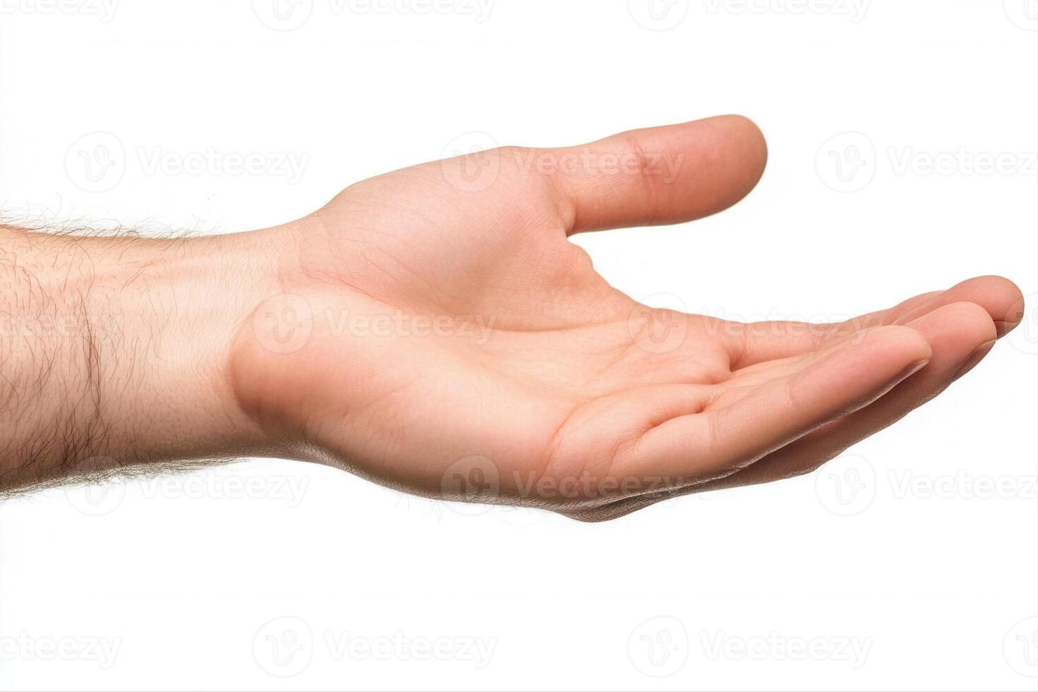 Open hand gesture against a white background, symbolizing invitation or offering photo