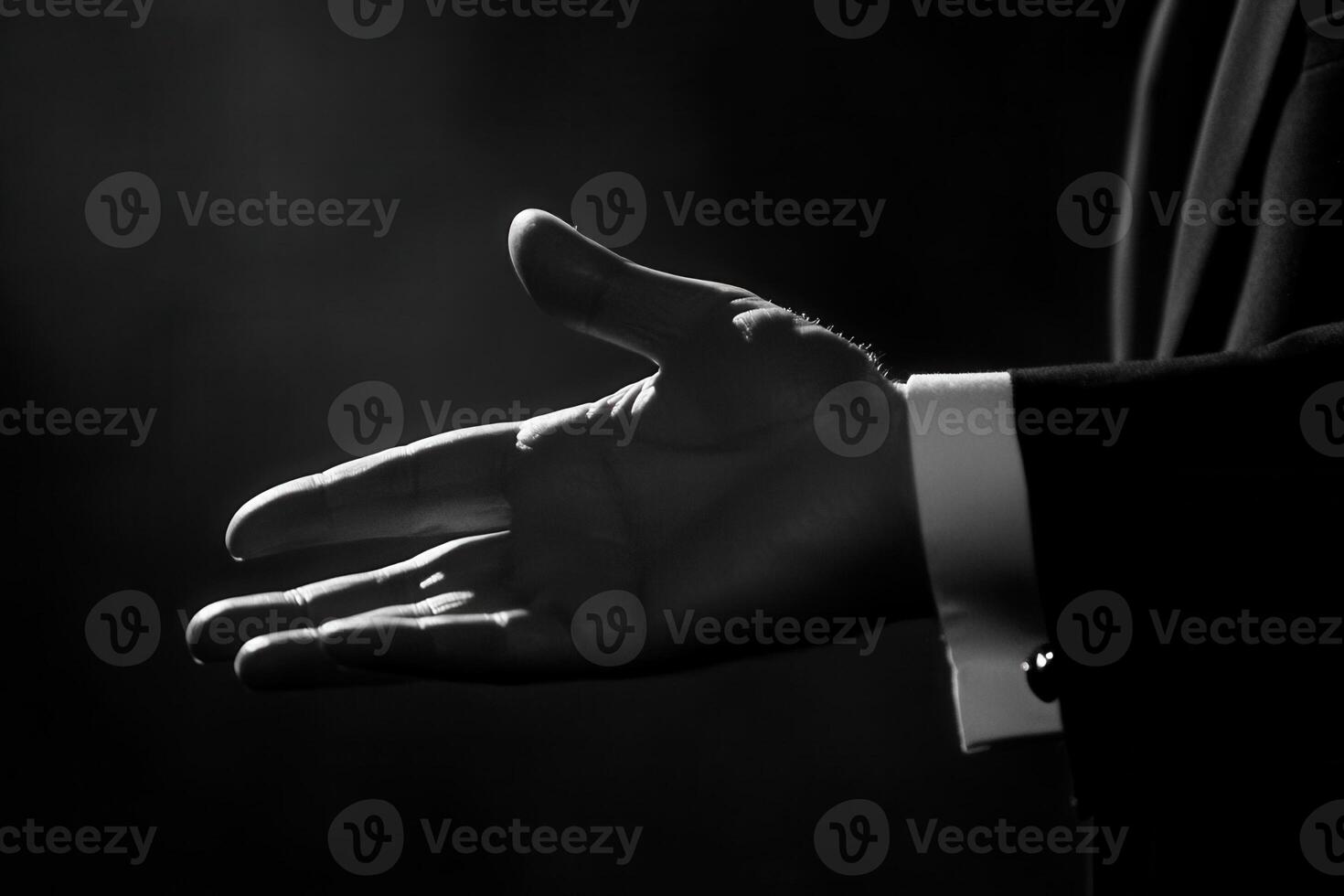 Elegant silhouette of a hand reaching out in a dramatic lighting setup, conveying invitation photo
