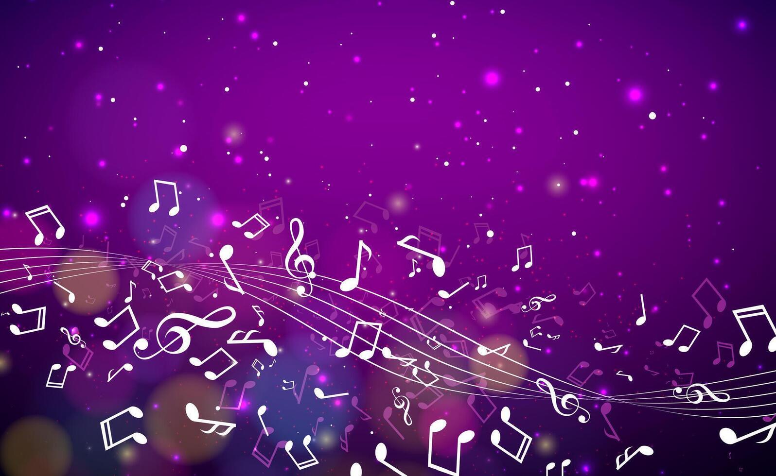 Party Celebration Illustration with Shiny Disco Ball with Reflective Surface and Flying Musical Notes on Bright Night Background. Festival Design for Banner, Flyer, Greeting Card, Invitation or vector