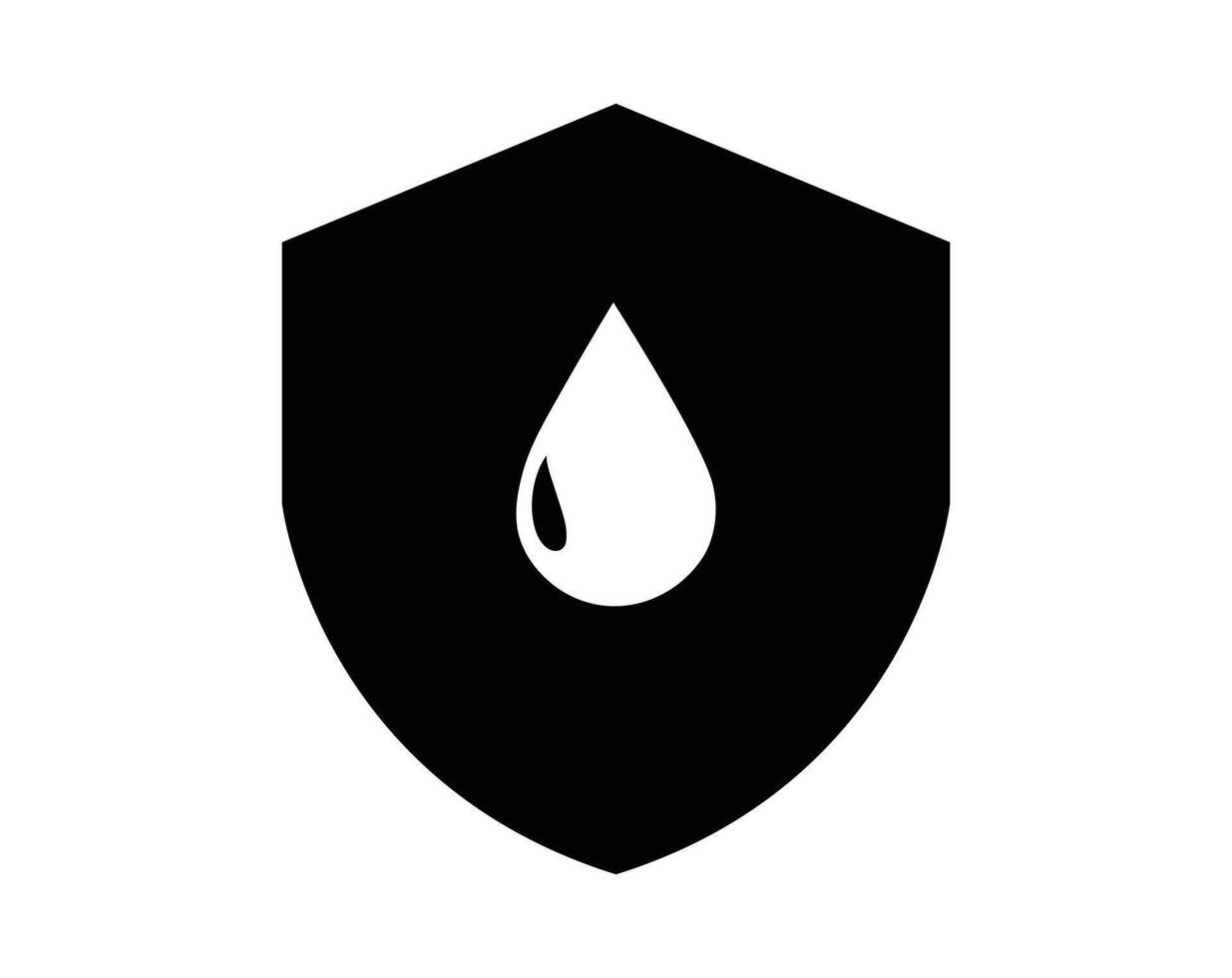 black shield with water drop protection icon vector
