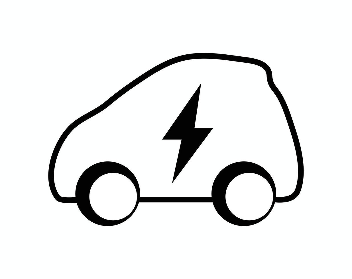 Electric car icon silhouette electric car with lightning bolt icon vector