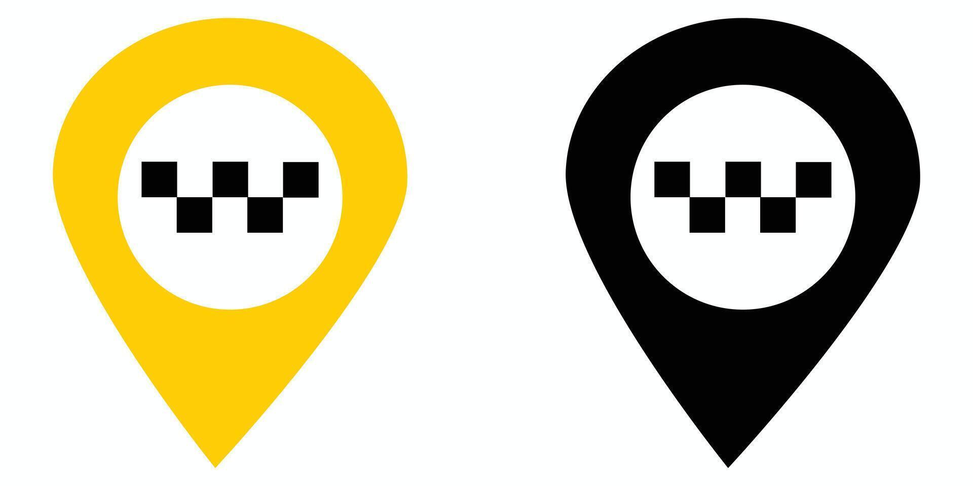 Taxi location pin icons. taxi service location map pins vector