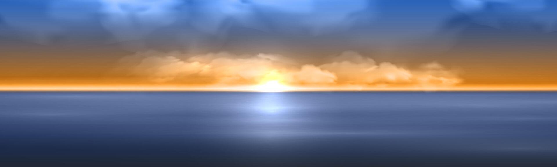 Vibrant Sunset over Ocean Cloudy vector