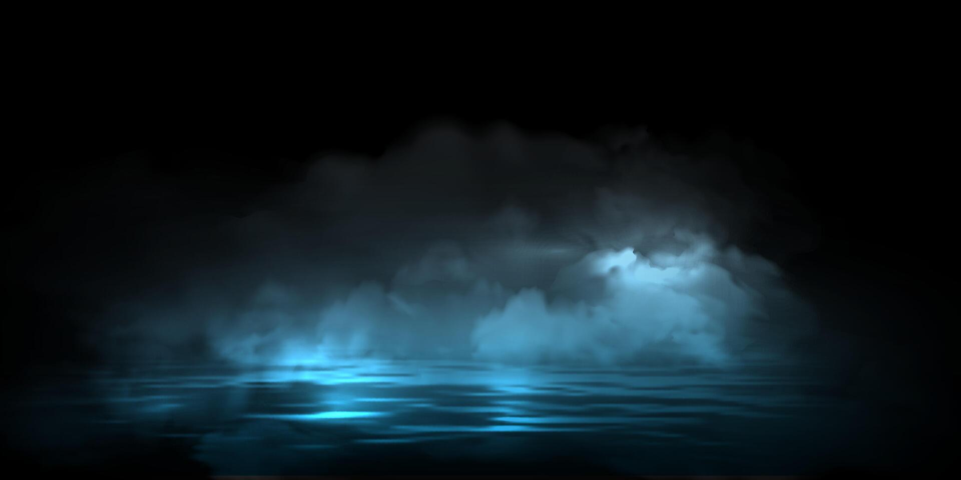 Fog ,cloudy of smoke, mystery haze, steam or mist above water surface vector