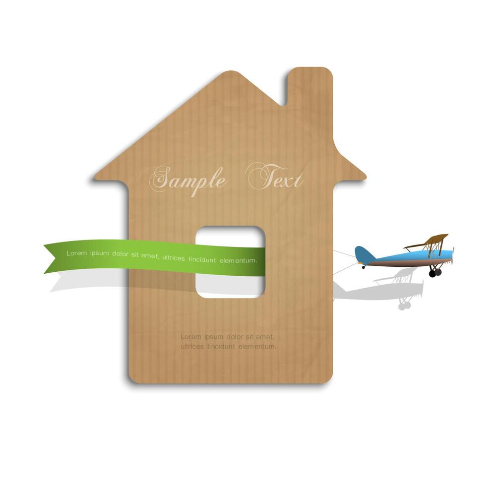 House cut out of cardboard with airplane vector