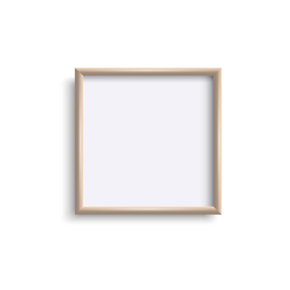 Blank square wood frame with white paper vector
