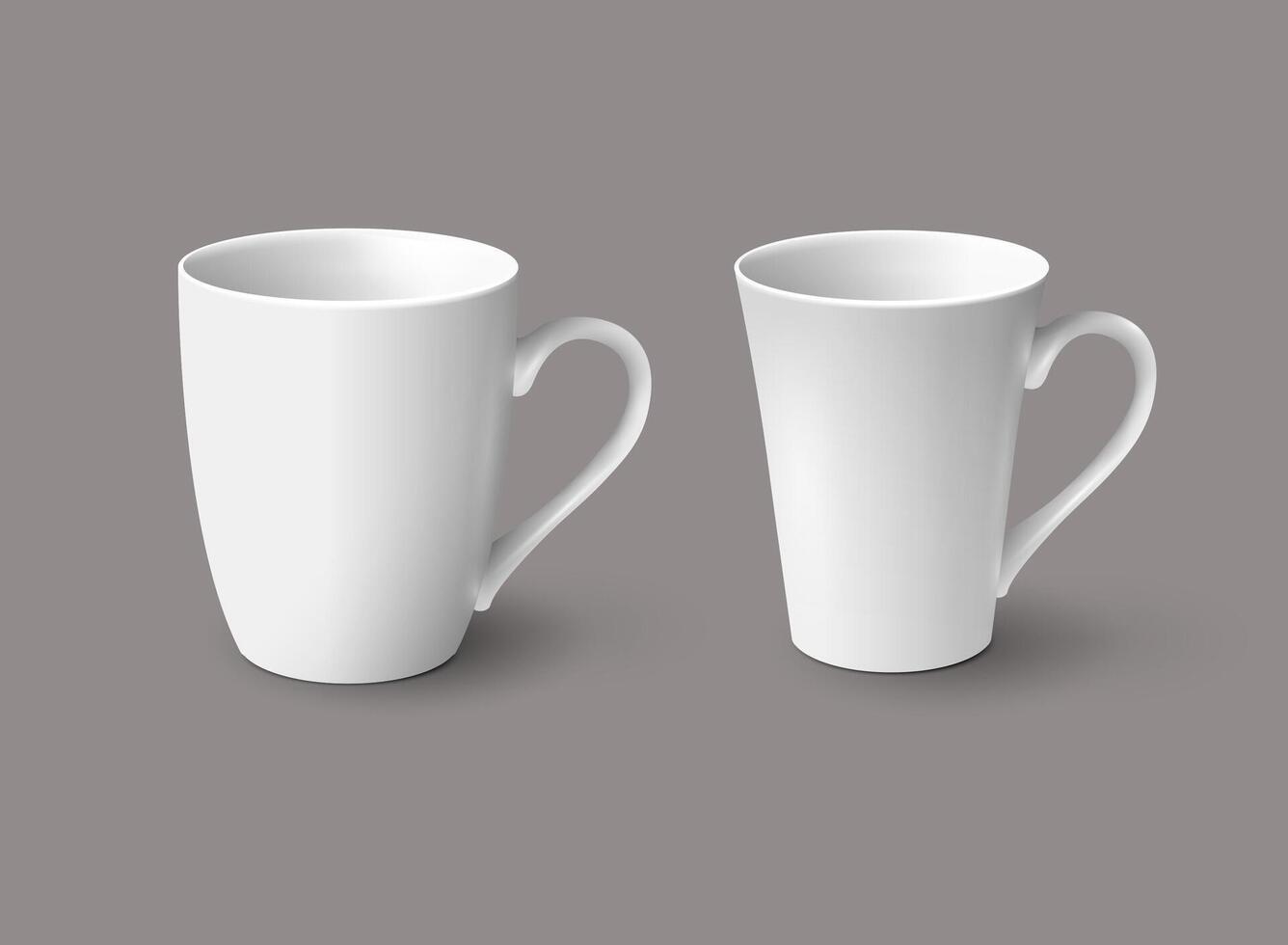 Two white coffee mug, tea cup mockup,mockup template vector
