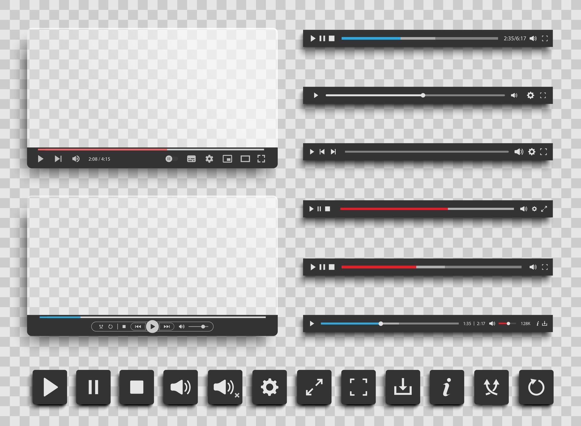 Audio or player progress loading bars, player interface 65618625 Vector ...