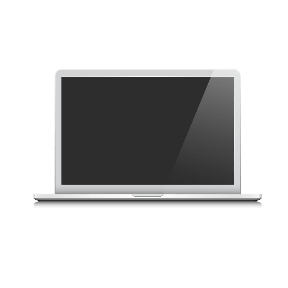 Laptop with black screen realistic style vector