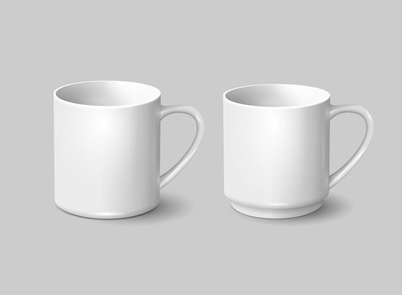 Two white Tea cup mockup, coffee mug mockup template vector