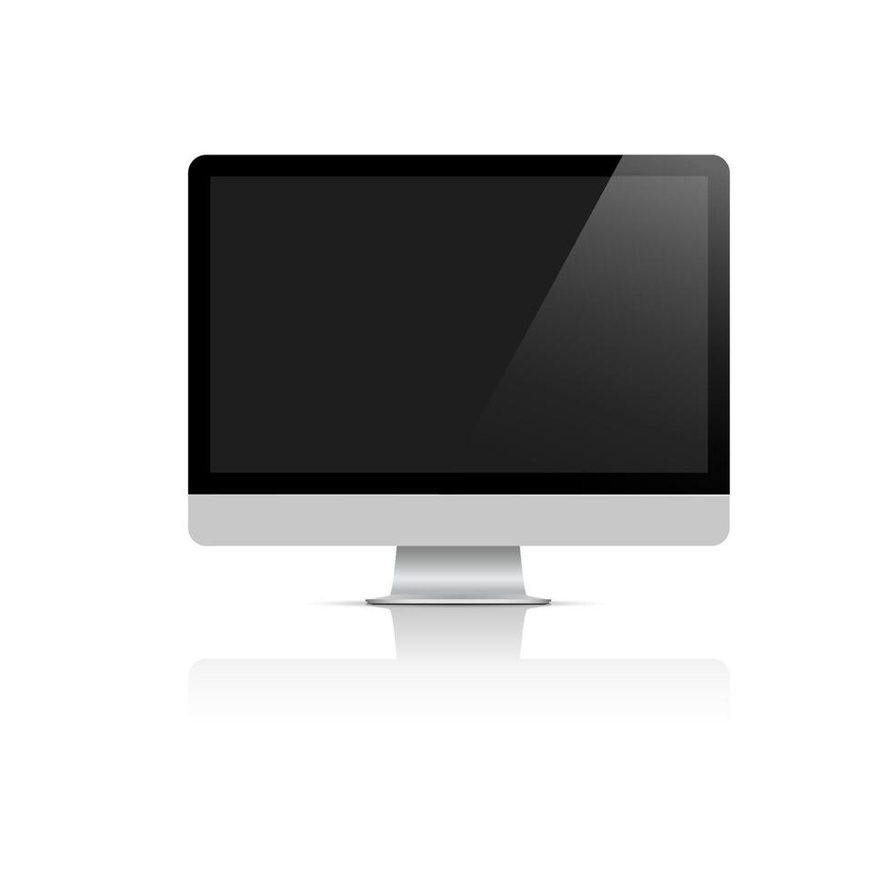 Realistic monitor with black screen vector