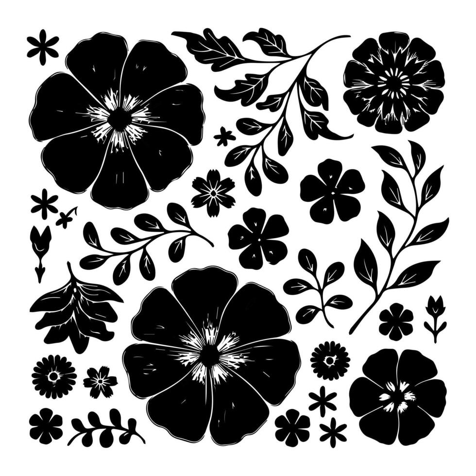 A black and white flower design is shown vector