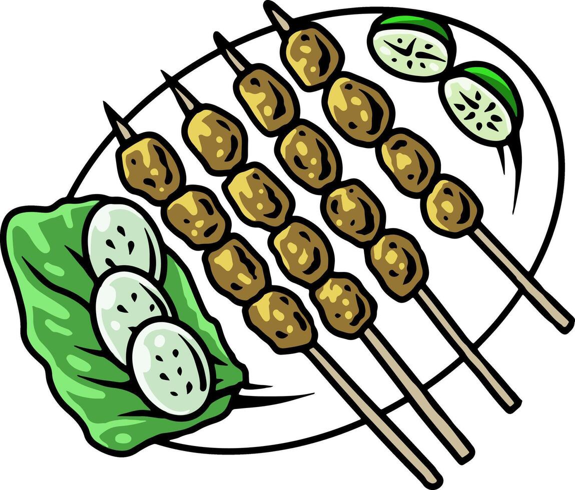 Sate Indonesian Local Foods Illustration vector