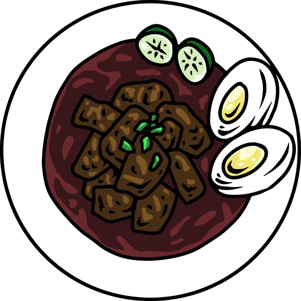 Rawon Indonesian Local Foods Illustration vector
