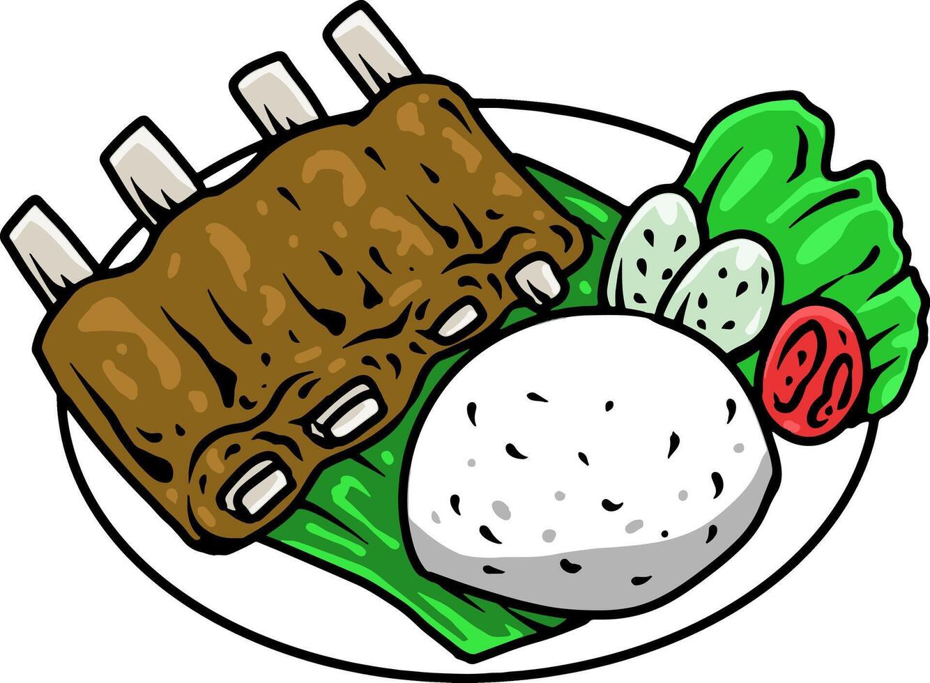 Iga Bakar Indonesian Local Foods Illustration vector