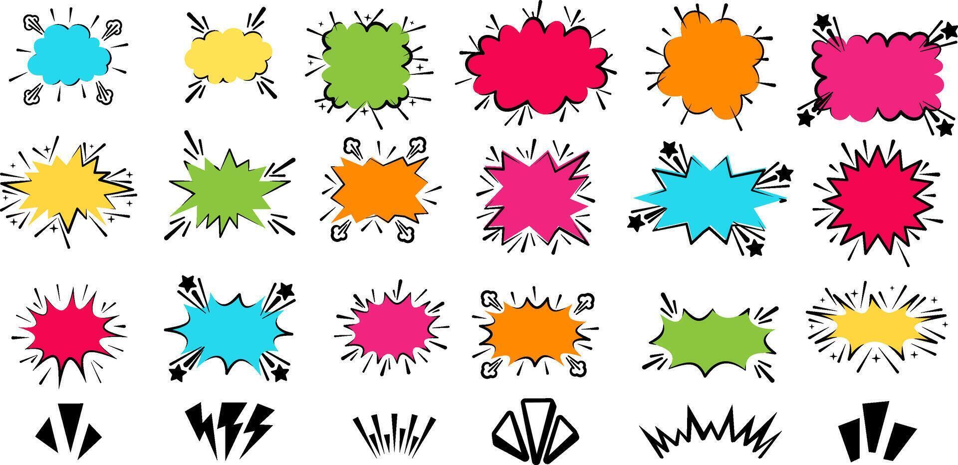 Comic burst explosion elements graphic vector