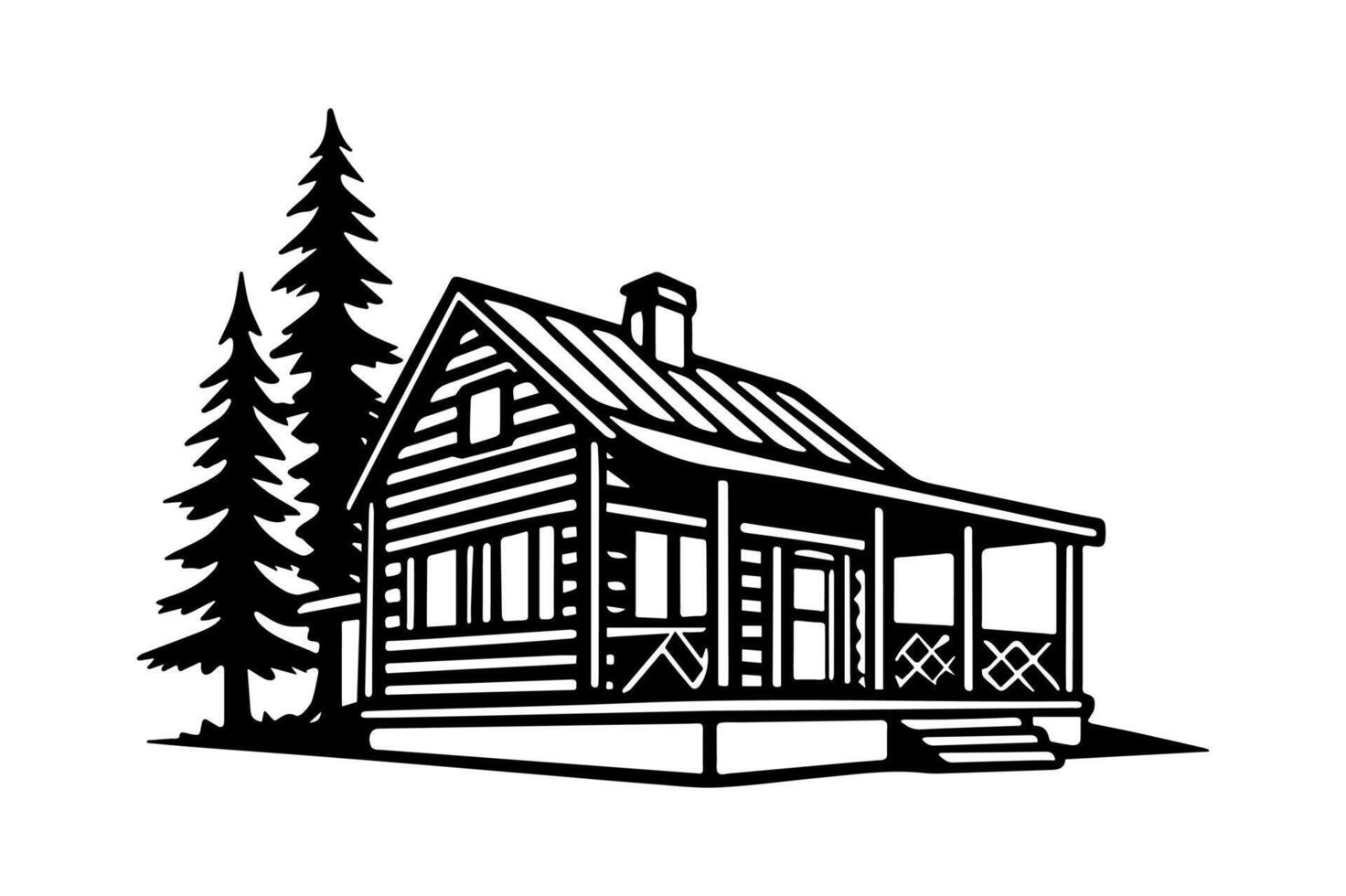 Cabin house silhouette on a white background vector