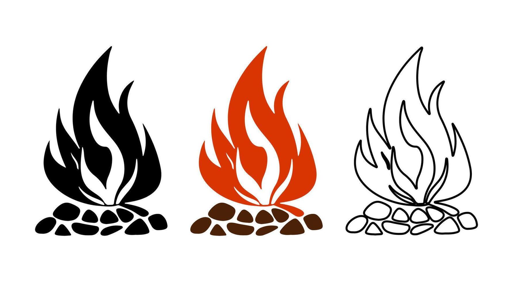 Camping fire symbol collection vector