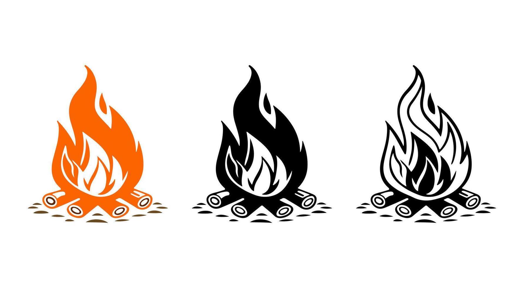 Set of campfire flames icons vector