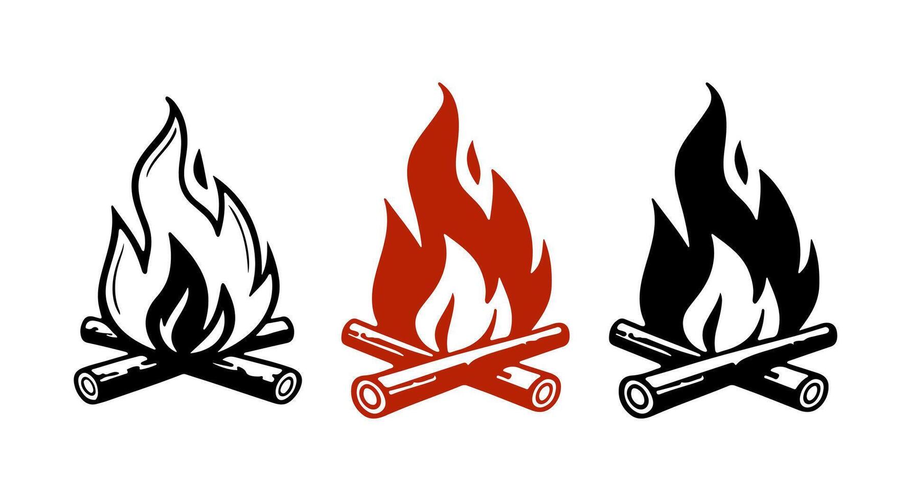 Editable campfire icon set vector