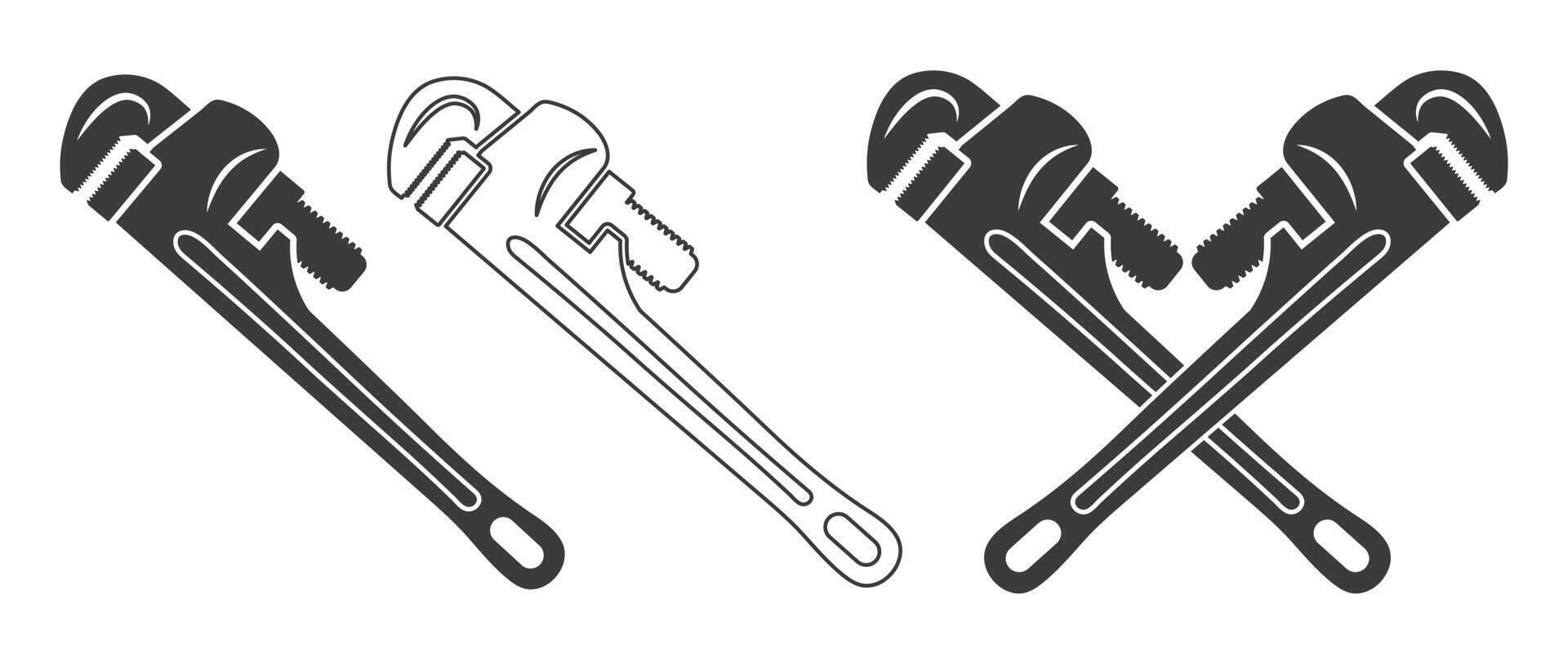 Plumbing services icon symbol, pipe wrench sign, Plumbing wrench logo. illustration image. Isolated on white background. vector