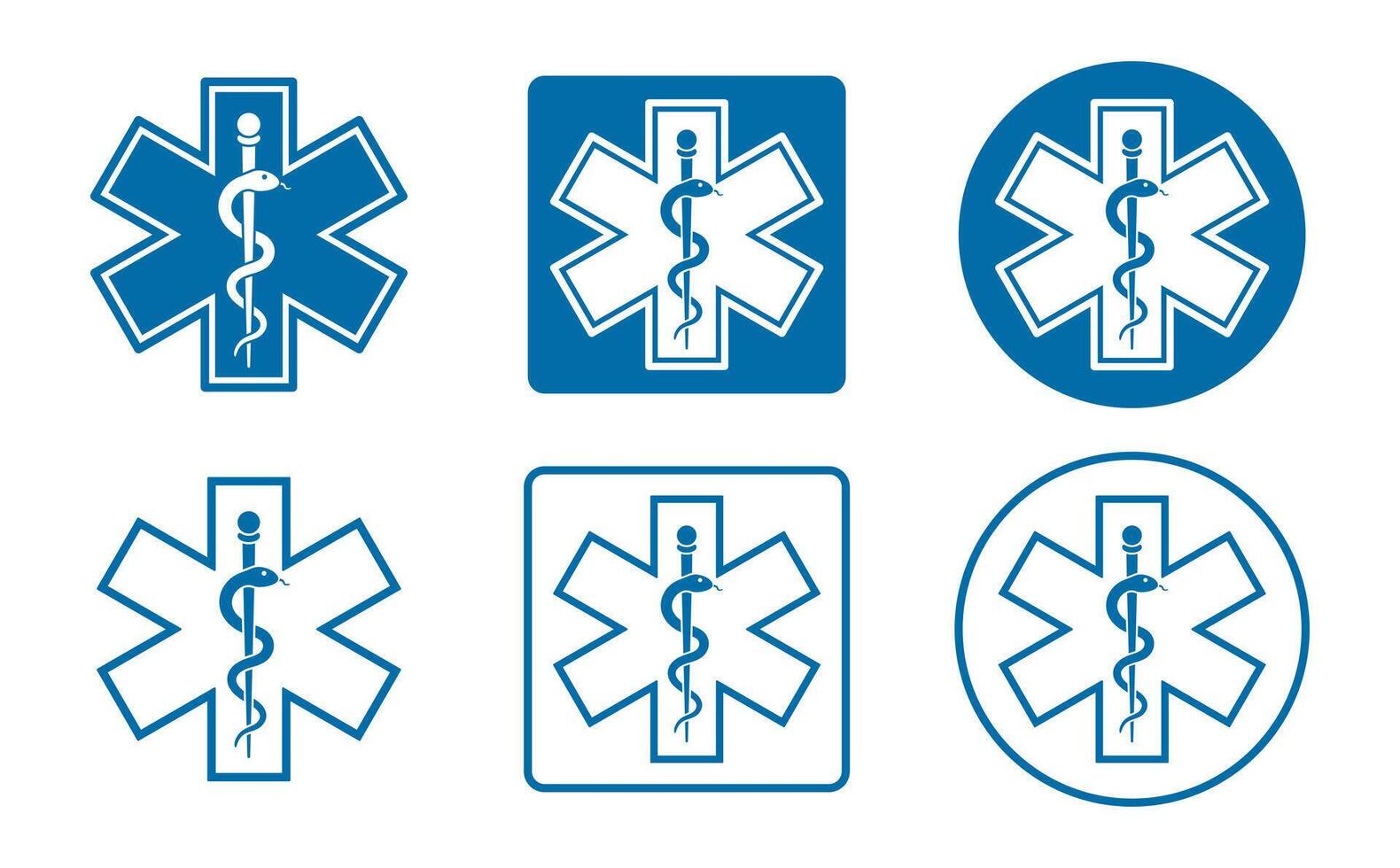 Symbol of the cross with the caduceus icon. Emt Paramedic, EMT Star of Life. ambulance first aid logo sign. Healthcare doctor pharmacy. collection illustration image. Isolated on white background. vector