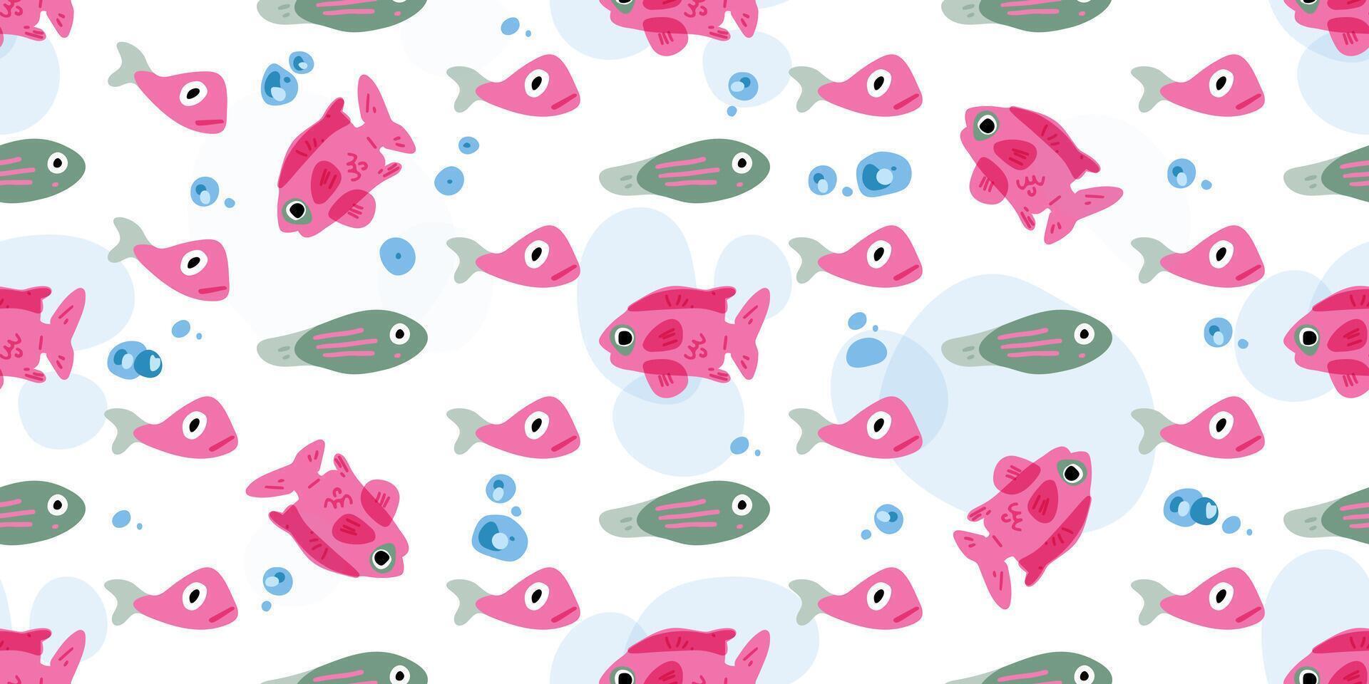 Seamless Colorful Cartoon Fish Pattern vector
