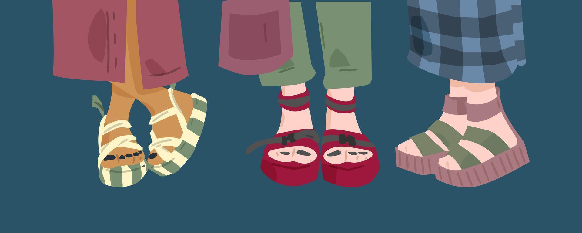 Summer Platform Sandals Collection vector