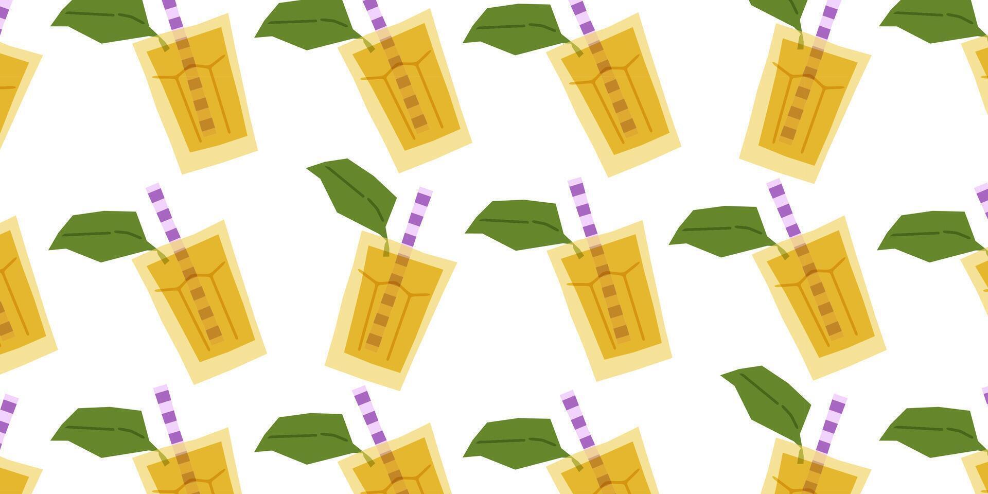 Striped Straw Lemonade Glass Pattern vector
