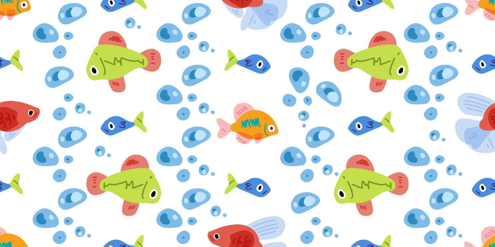 Bright Multicolor Cartoon Fish Pattern vector