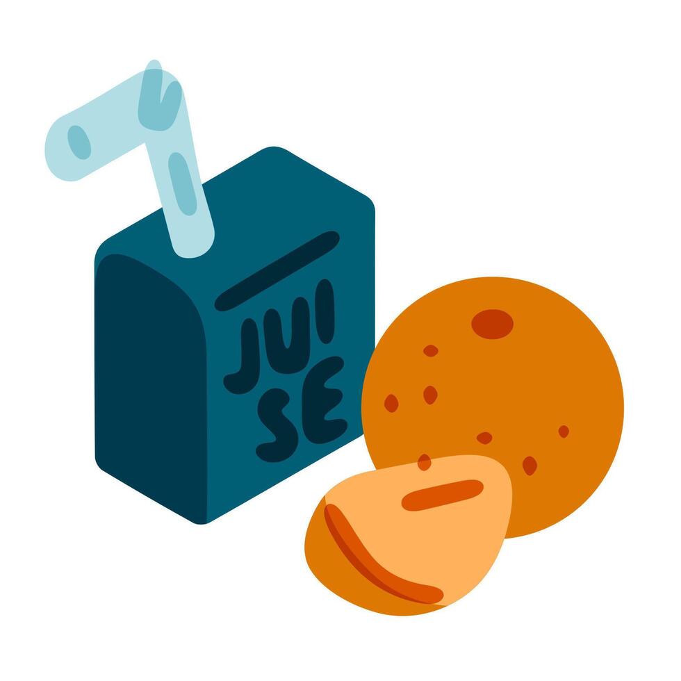 Orange Juice Box and Fruit vector
