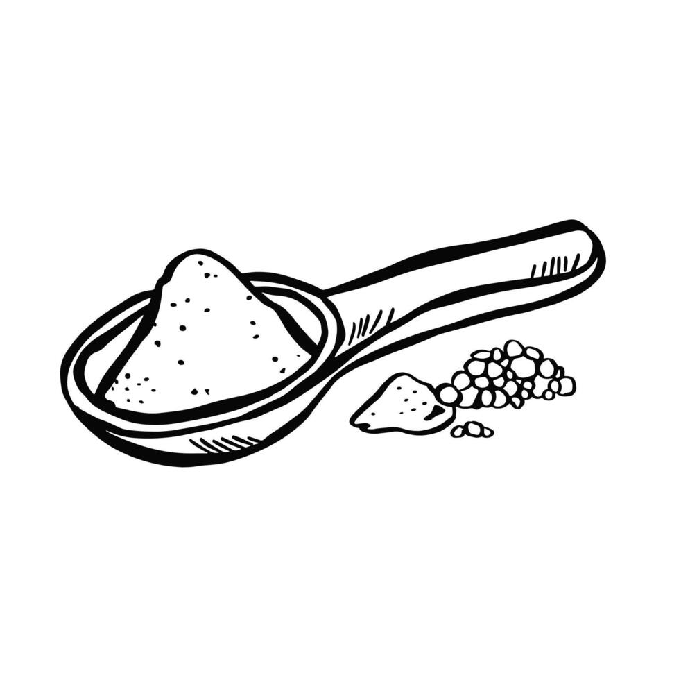spoon with seeds doodle black and white vector